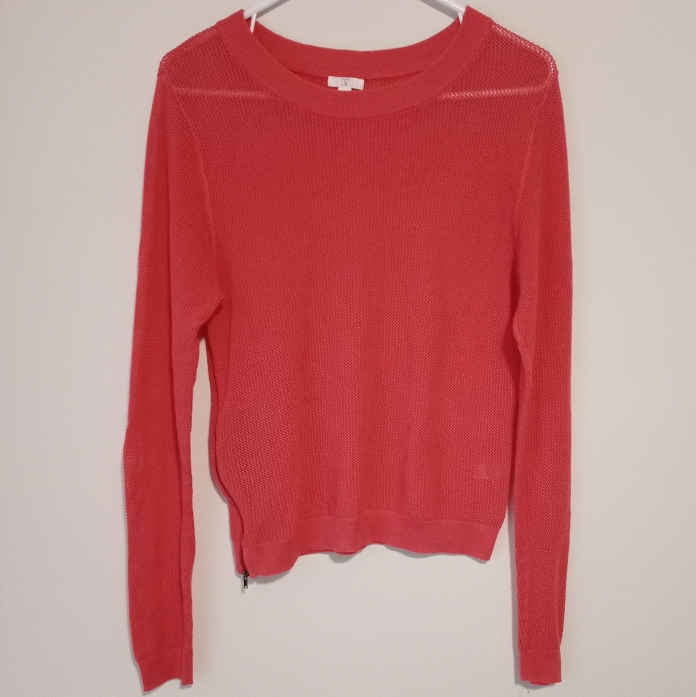 BP coral cotton mesh long sleeves round neck sweater S